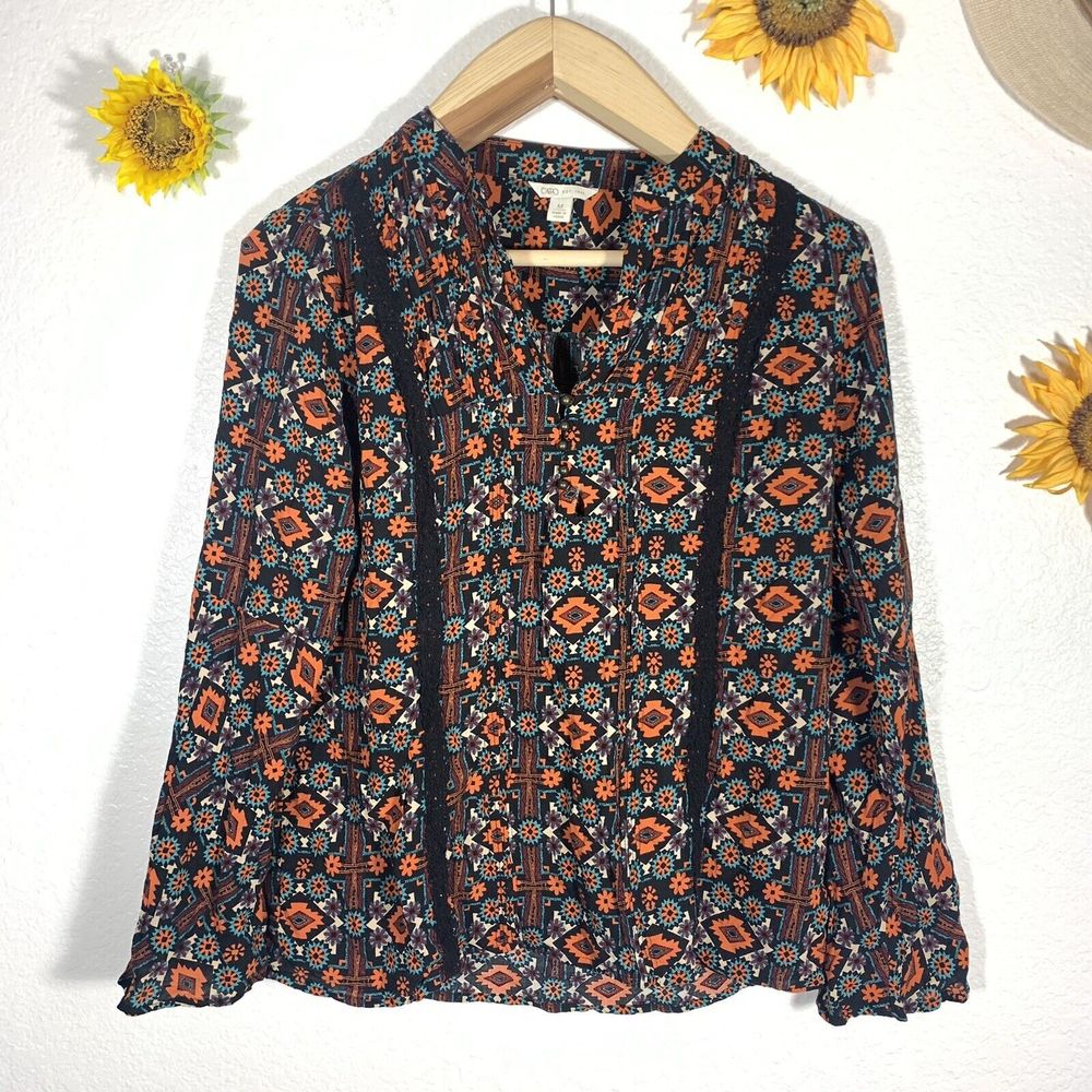 Cato Est. 1946 Geometric Boho Hippy Blouse Size Medium Women’s